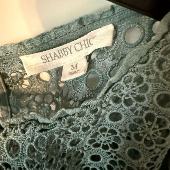 Shabby Chic Green Puff Sleeve Blouse with Bib Collar - Picture 3 of 6